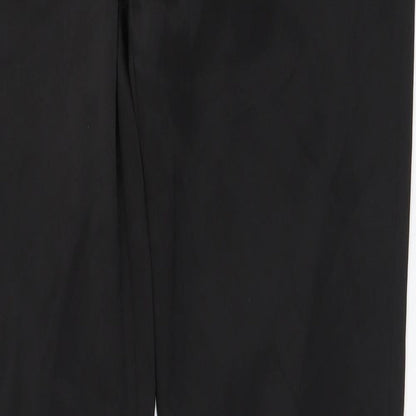 OKAY Womens Black Polyester Trousers Size 42 L31 in Regular Button