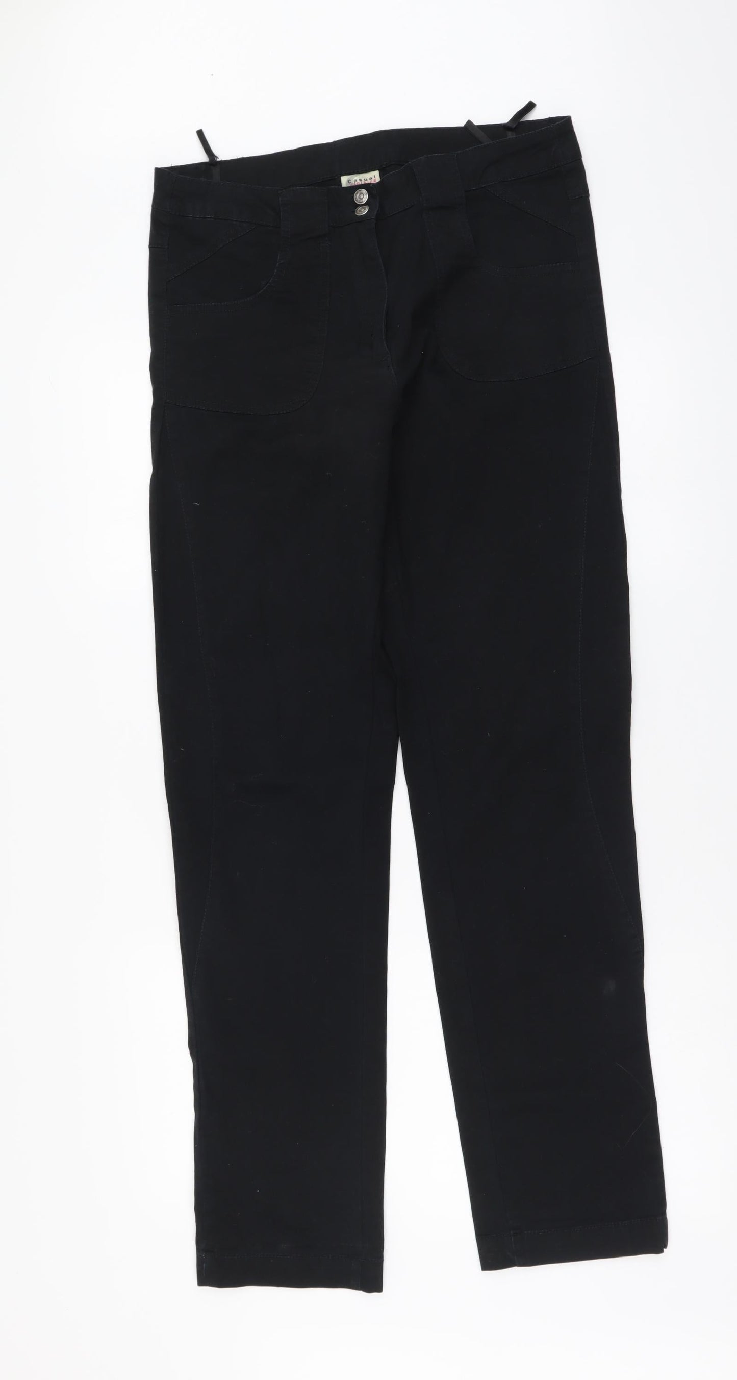 Casual Clothing Womens Black Cotton Trousers Size 42 L32 in Regular Button
