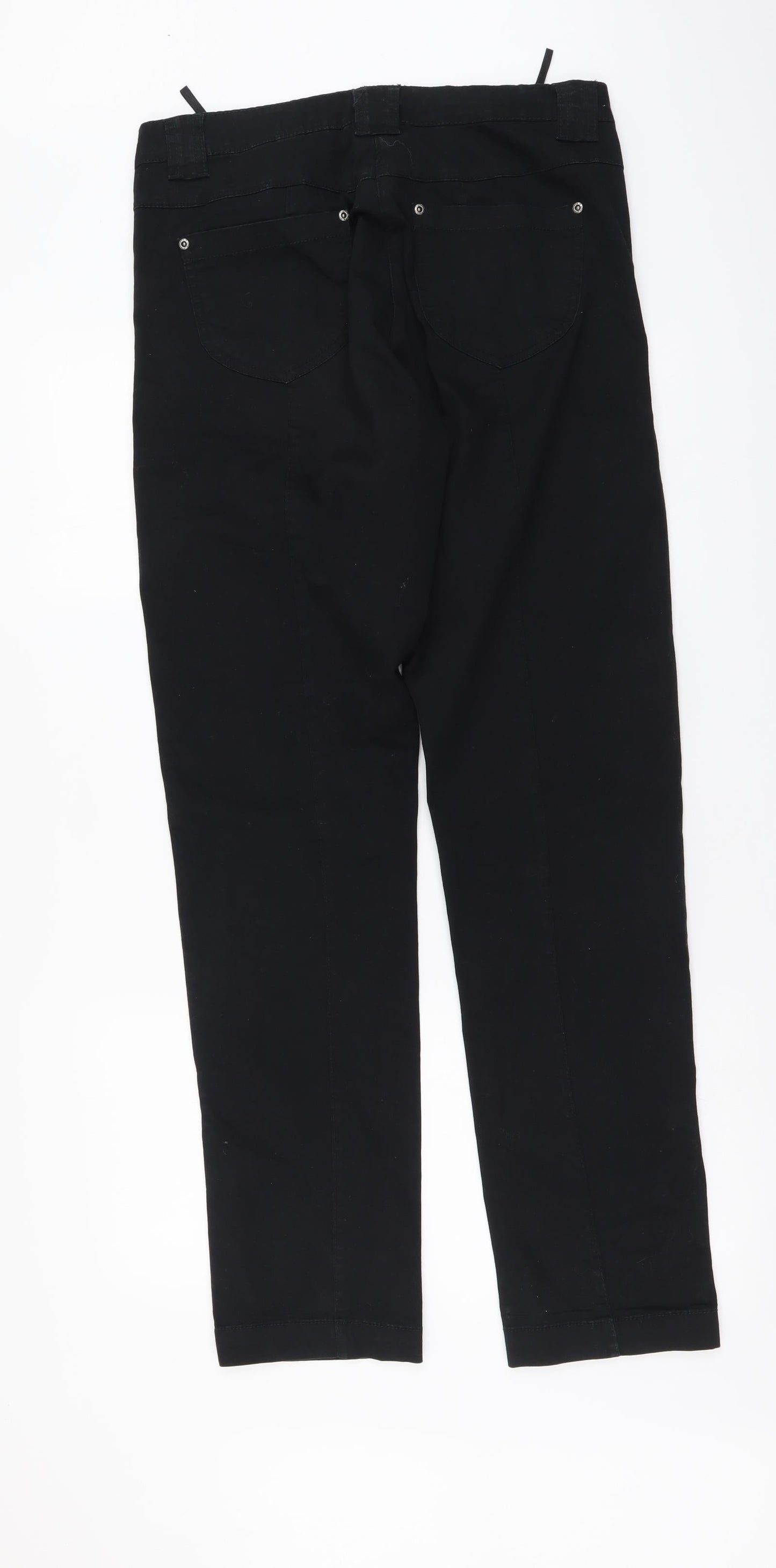 Casual Clothing Womens Black Cotton Trousers Size 42 L32 in Regular Button
