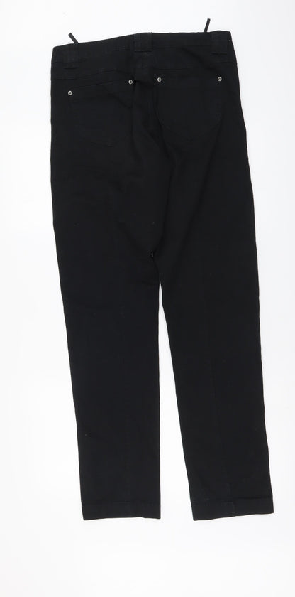 Casual Clothing Womens Black Cotton Trousers Size 42 L32 in Regular Button