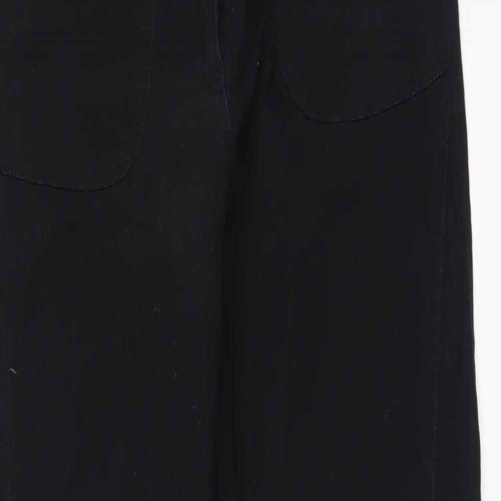 Casual Clothing Womens Black Cotton Trousers Size 42 L32 in Regular Button