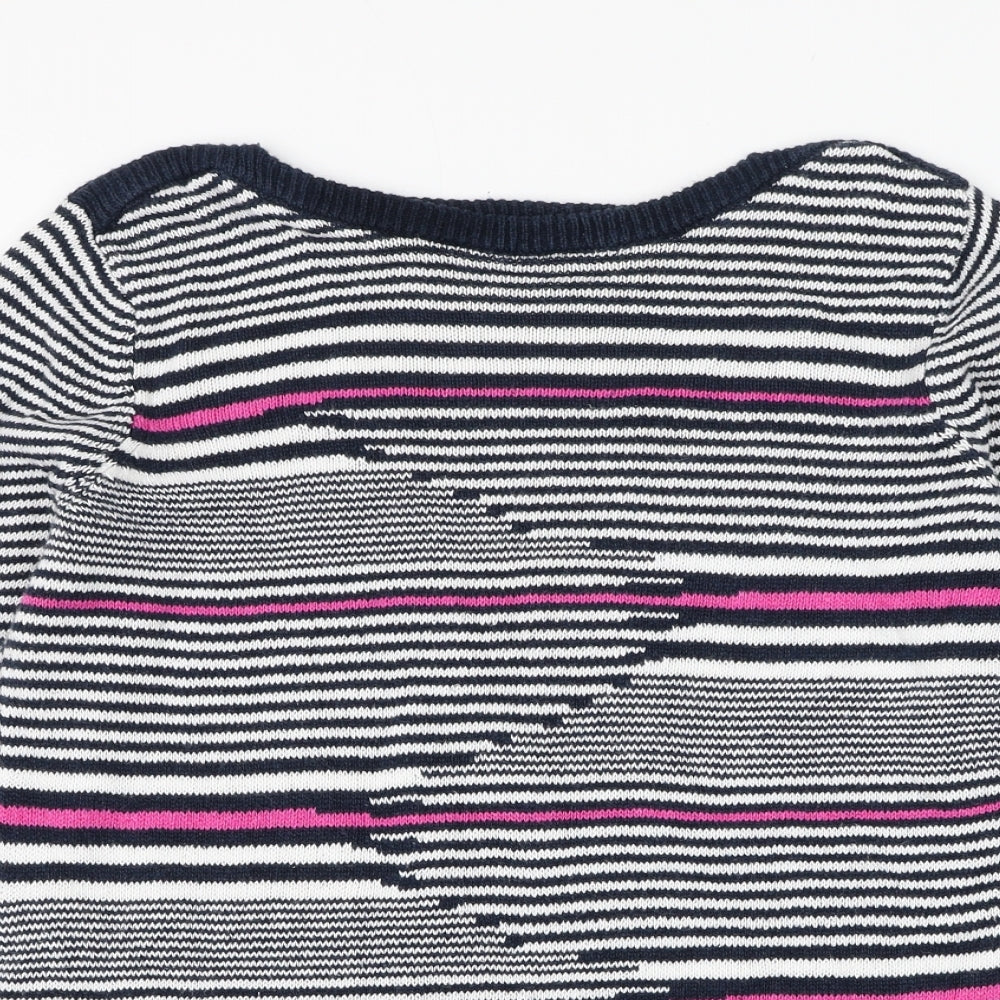 Coercion Womens Blue Boat Neck Striped Polyester Pullover Jumper Size 14