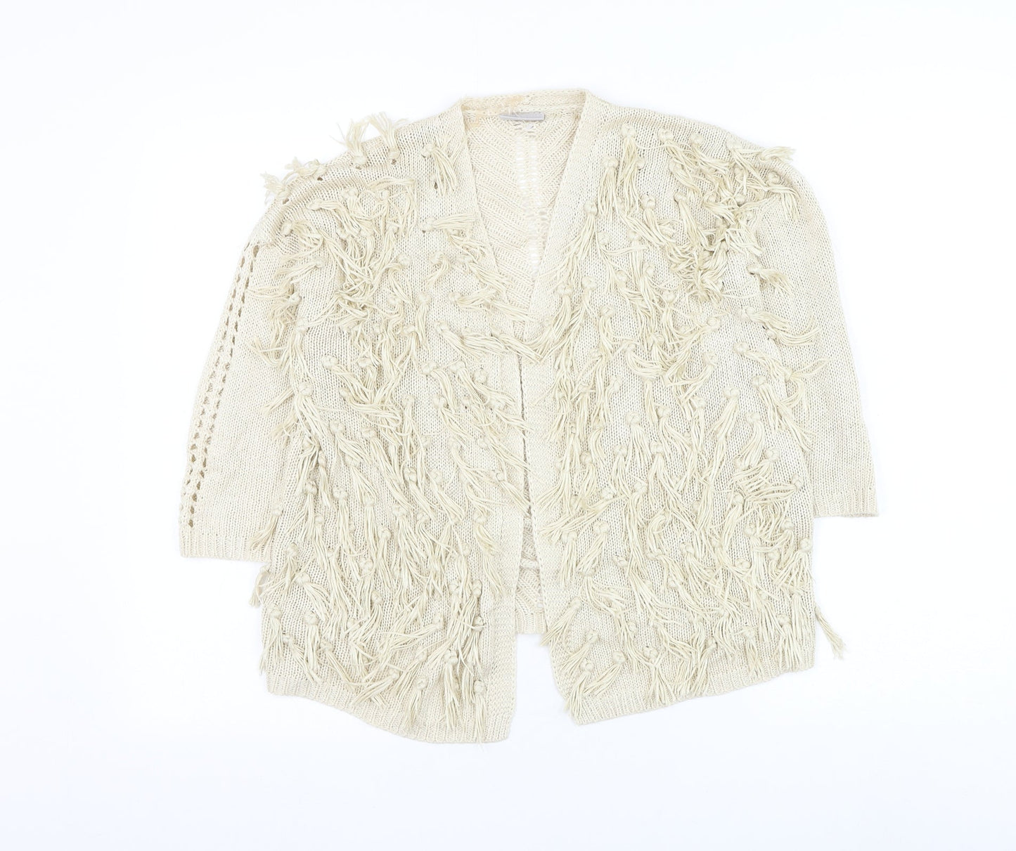 Matalan Girls Ivory V-Neck Acrylic Cardigan Jumper Size 12 Years