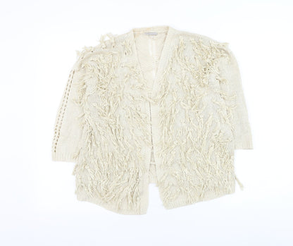 Matalan Girls Ivory V-Neck Acrylic Cardigan Jumper Size 12 Years