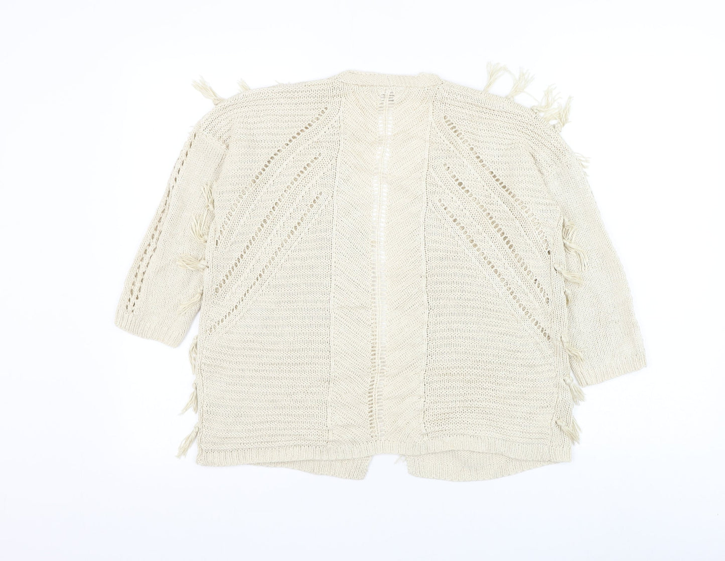 Matalan Girls Ivory V-Neck Acrylic Cardigan Jumper Size 12 Years