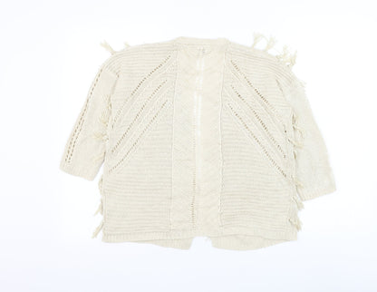 Matalan Girls Ivory V-Neck Acrylic Cardigan Jumper Size 12 Years
