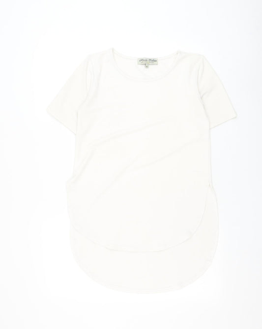 Parisian Collection Womens White Polyester Basic Blouse Size 8 Round Neck