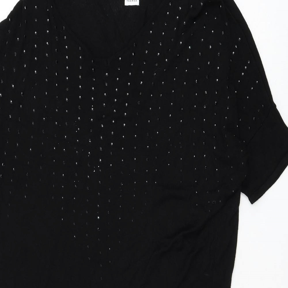 Saint Womens Black V-Neck Polyester Pullover Jumper Size M