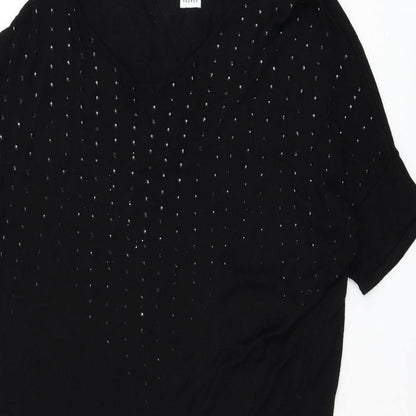 Saint Womens Black V-Neck Polyester Pullover Jumper Size M