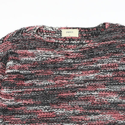 Papaya Womens Multicoloured Round Neck Striped Acrylic Pullover Jumper Size M