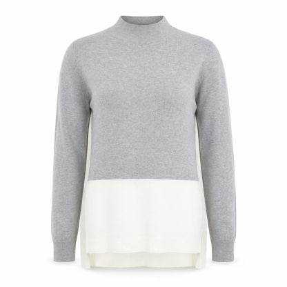 Papaya Womens Grey Mock Neck Viscose Pullover Jumper Size 16