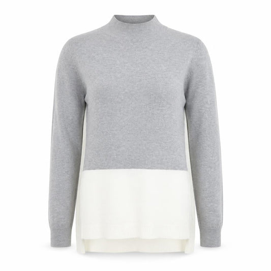 Papaya Womens Grey Mock Neck Viscose Pullover Jumper Size 16