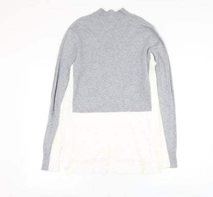 Papaya Womens Grey Mock Neck Viscose Pullover Jumper Size 16
