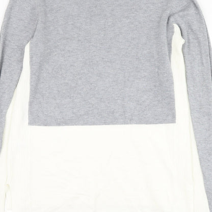 Papaya Womens Grey Mock Neck Viscose Pullover Jumper Size 16