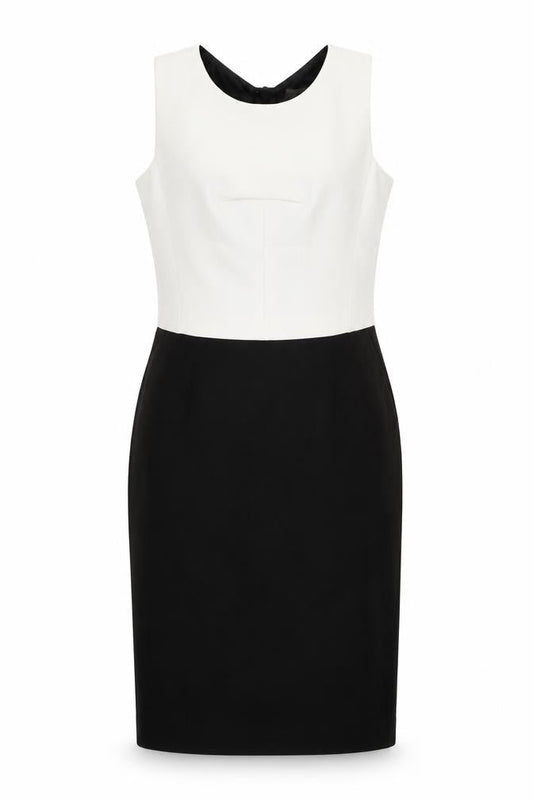 NEXT Womens Black Polyester Pencil Dress Size 8 Round Neck Zip