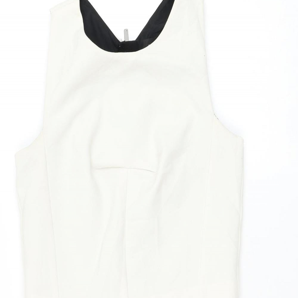 NEXT Womens Black Polyester Pencil Dress Size 8 Round Neck Zip