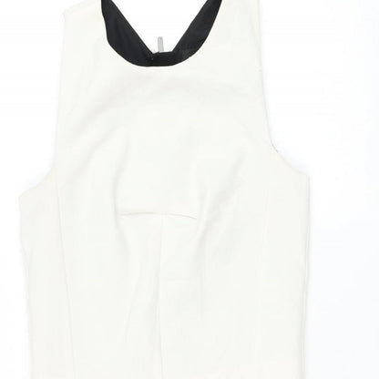 NEXT Womens Black Polyester Pencil Dress Size 8 Round Neck Zip