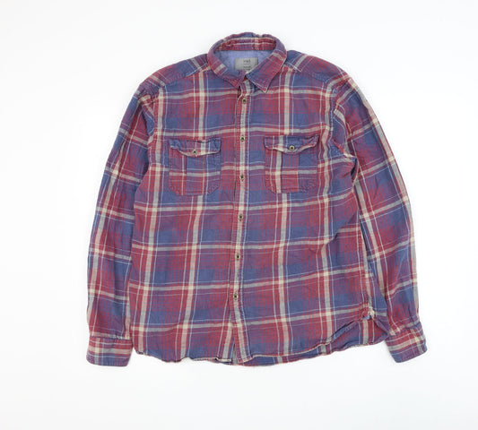Mens UK Size M Marks and Spencer Red  Button-Up Long Sleeve Casual Shirt