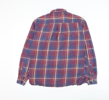 Mens UK Size M Marks and Spencer Red  Button-Up Long Sleeve Casual Shirt
