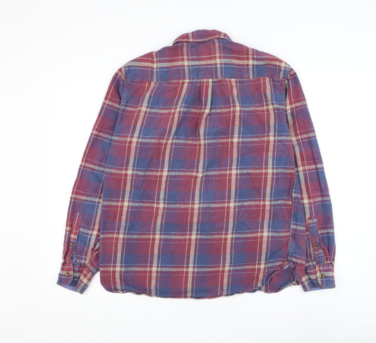 Mens UK Size M Marks and Spencer Red  Button-Up Long Sleeve Casual Shirt
