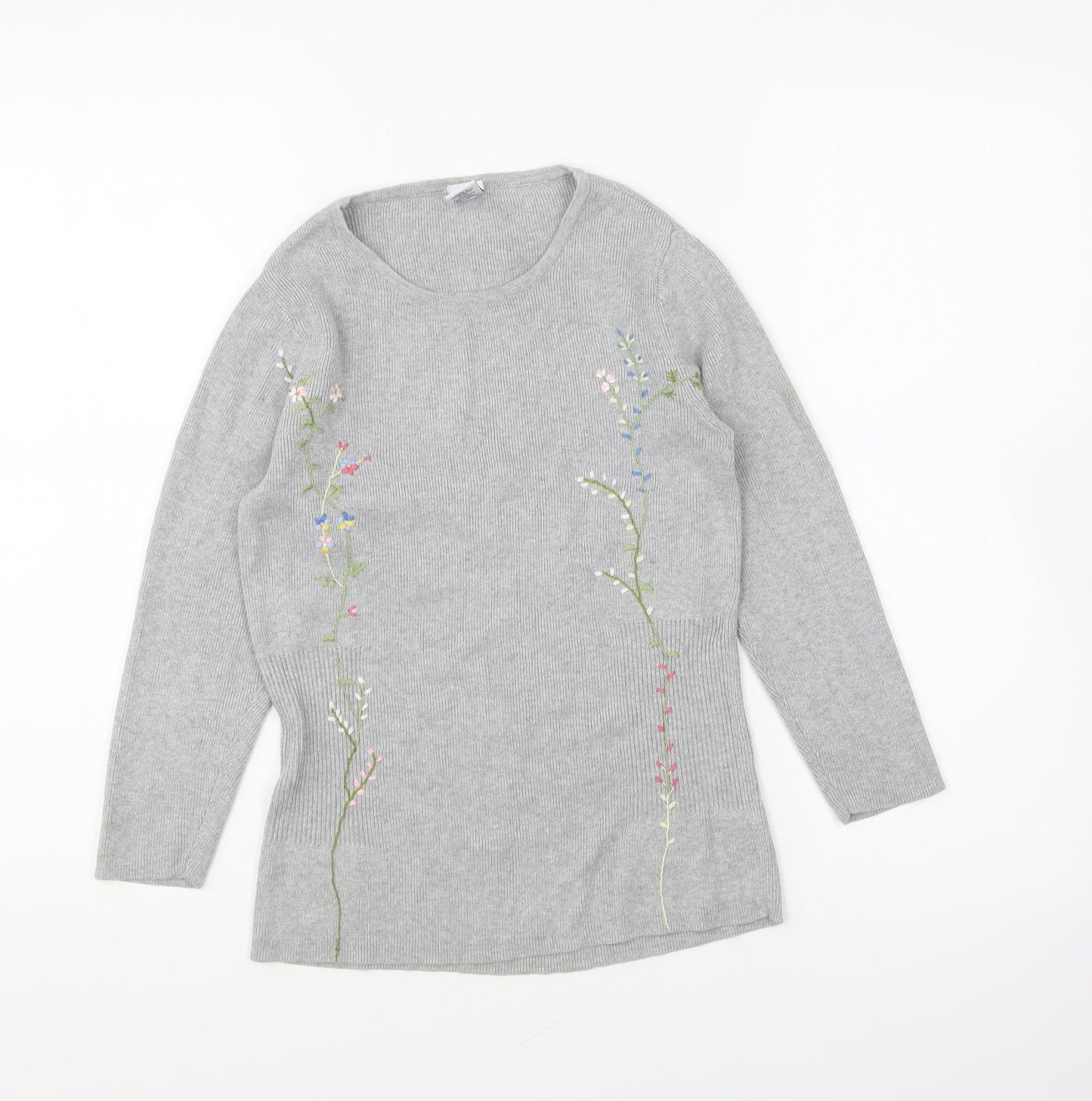 Gap Womens Grey Round Neck Cotton Pullover Jumper Size S