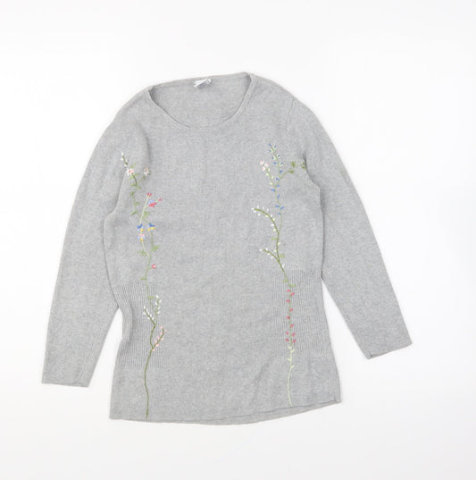 Gap Womens Grey Round Neck Cotton Pullover Jumper Size S