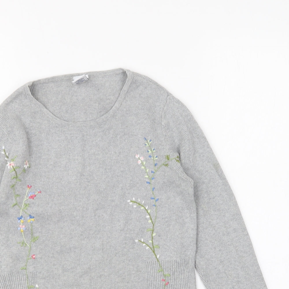 Gap Womens Grey Round Neck Cotton Pullover Jumper Size S