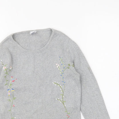 Gap Womens Grey Round Neck Cotton Pullover Jumper Size S