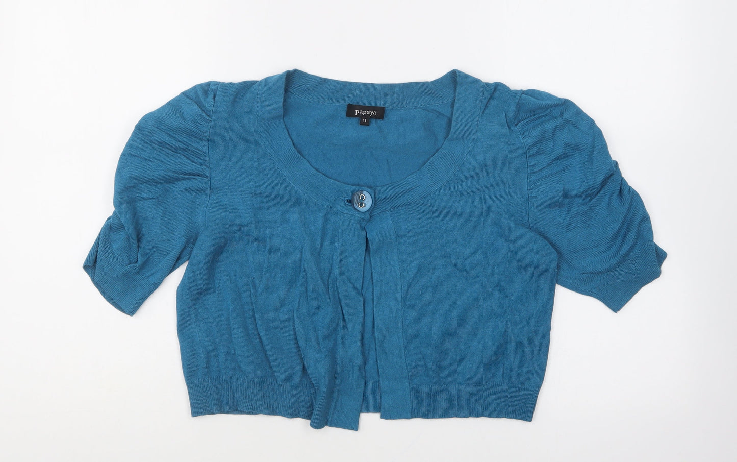 Womens UK Size 12 Papaya Blue Cardigan Jumper