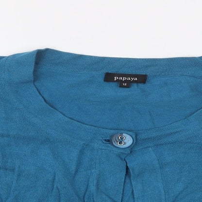 Womens UK Size 12 Papaya Blue Cardigan Jumper