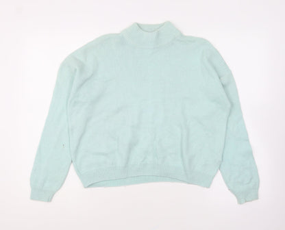 New Look Womens Green High Neck Nylon Pullover Jumper Size 14