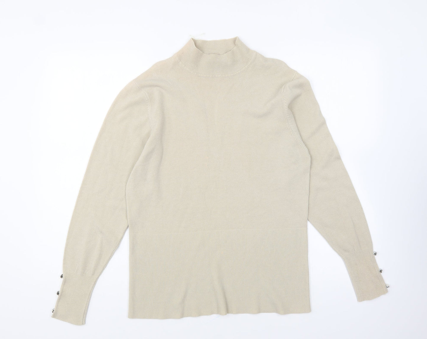 Womens UK Size L Simon Jeffrey Beige Pullover Jumper