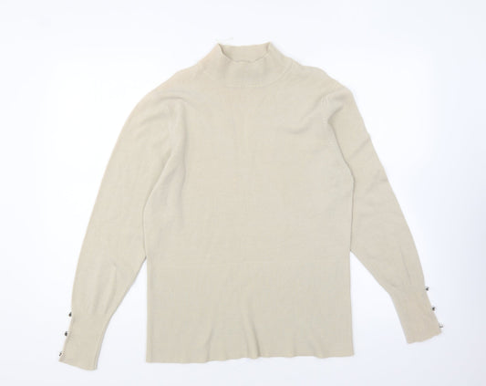 Womens UK Size L Simon Jeffrey Beige Pullover Jumper