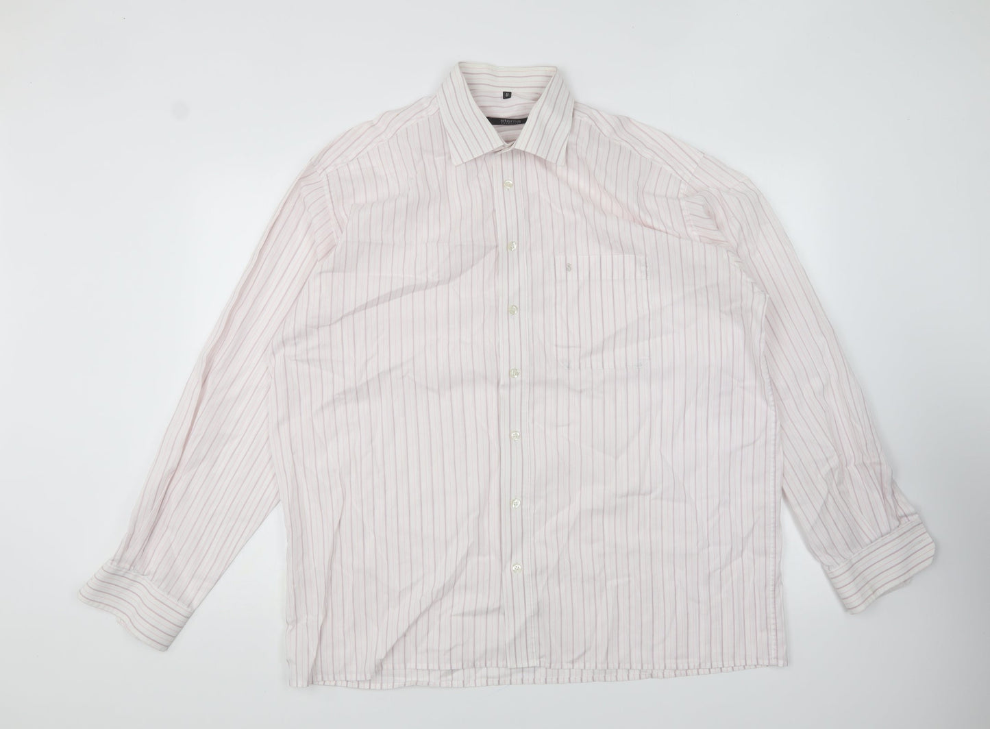 Mens UK Size 17 Eterna Pink  Button-Up Long Sleeve Casual Shirt