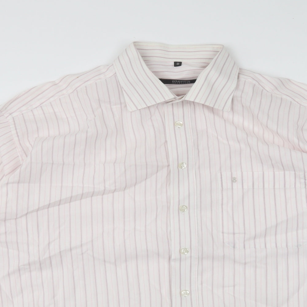 Mens UK Size 17 Eterna Pink  Button-Up Long Sleeve Casual Shirt