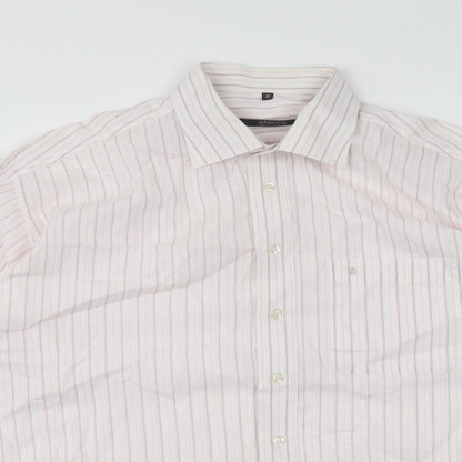 Mens UK Size 17 Eterna Pink  Button-Up Long Sleeve Casual Shirt