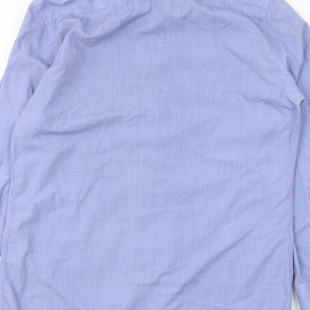 Yaly Couture Mens Blue Polyester Button-Up Size M Collared Button