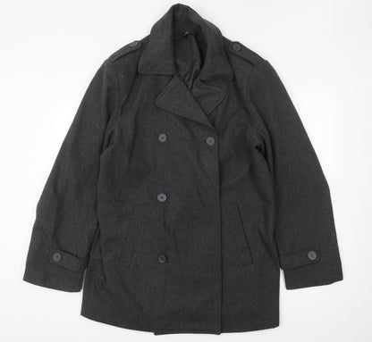 Dunnes Stores Womens Grey Overcoat Coat Size L Button