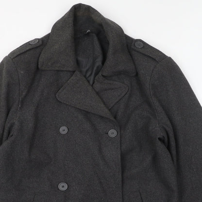 Dunnes Stores Womens Grey Overcoat Coat Size L Button