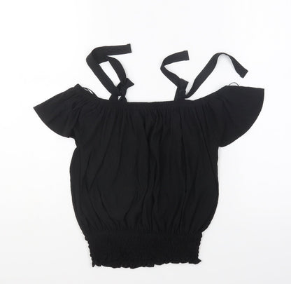 Womens UK Size 4 Atmosphere Black Cropped Blouse