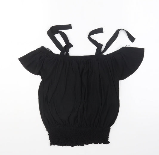 Womens UK Size 4 Atmosphere Black Cropped Blouse