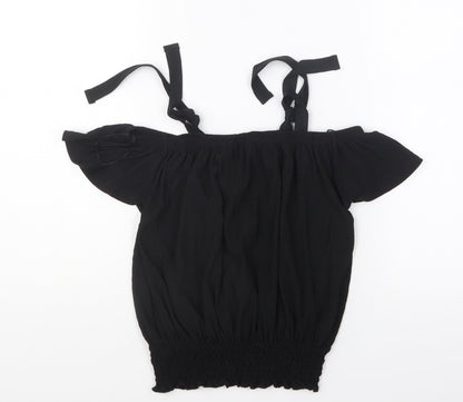 Womens UK Size 4 Atmosphere Black Cropped Blouse