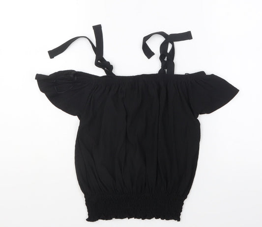 Womens UK Size 4 Atmosphere Black Cropped Blouse