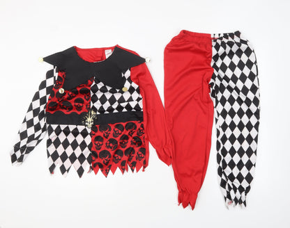 Morrisons Boys Red Check Polyester Lounge Set Size 7-8 Years Pullover - Pirate Fancy Dress