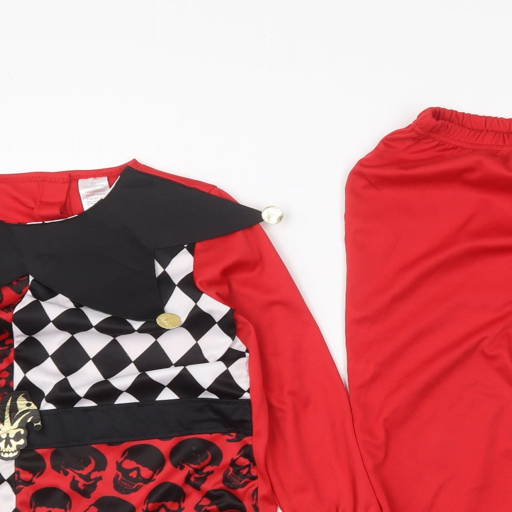 Morrisons Boys Red Check Polyester Lounge Set Size 7-8 Years Pullover - Pirate Fancy Dress