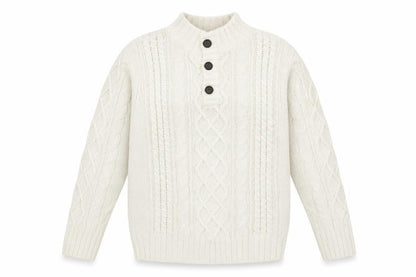 Gap Girls White High Neck Cotton Pullover Jumper Size L Button