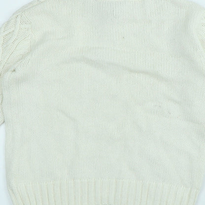Gap Girls White High Neck Cotton Pullover Jumper Size L Button