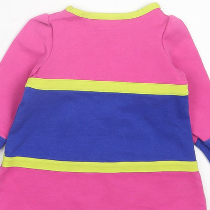 Hartstrings Girls Pink Cotton Jumper Dress Size 18 Months Crew Neck Button - Snowflakes