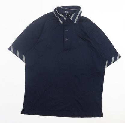 Vasto Mens Blue Cotton Polo Size S Collared Button