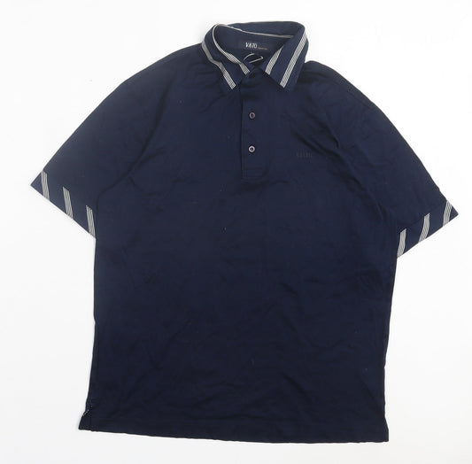Vasto Mens Blue Cotton Polo Size S Collared Button